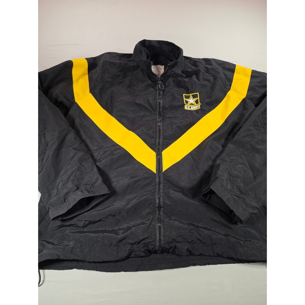 US Army APFU Physical Fitness Uniform Jacket Black Yellow Chevron Medium Regular